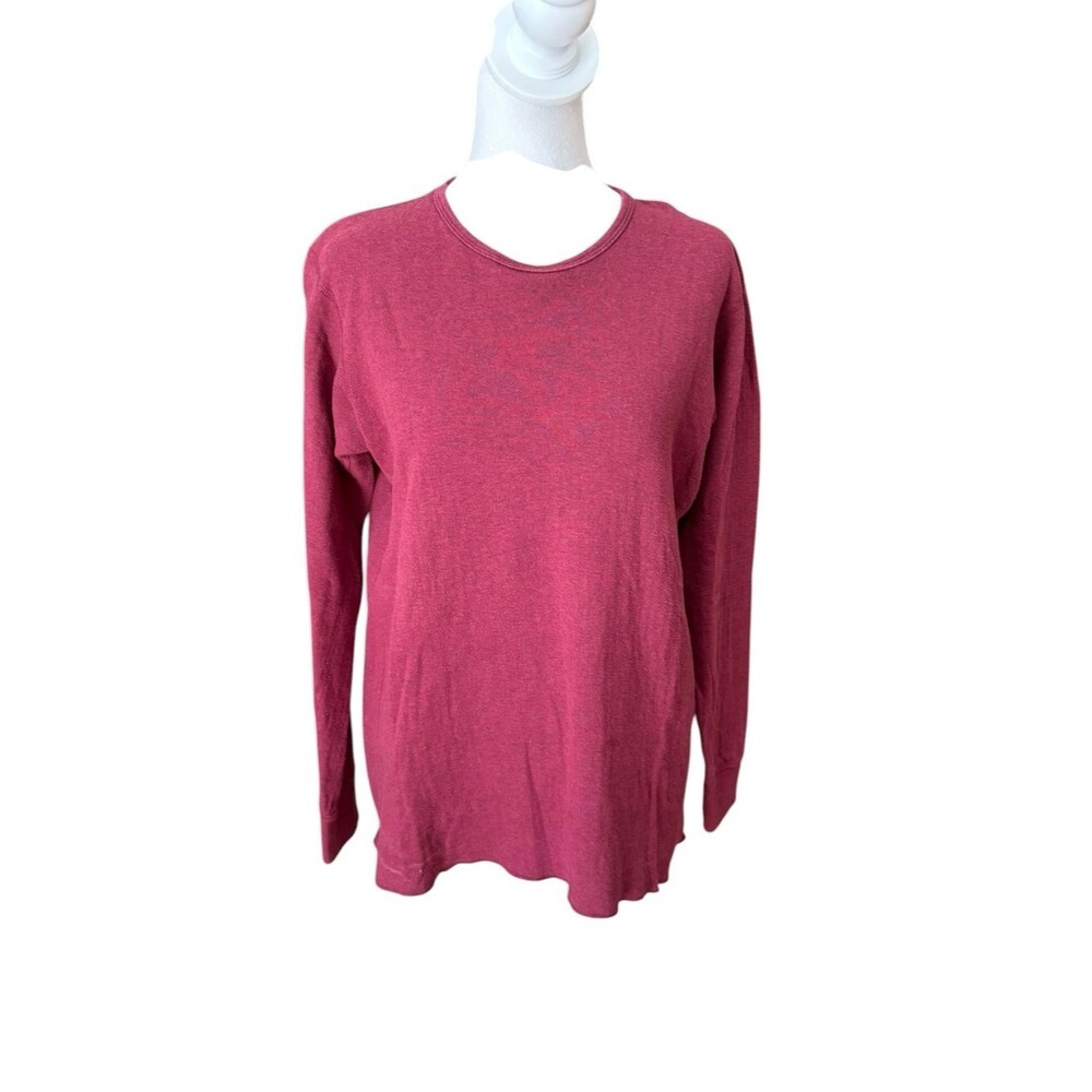 LL Bean 2 Layer River Driver Thermal  Crew Neck Top Size Large Wool Cotton